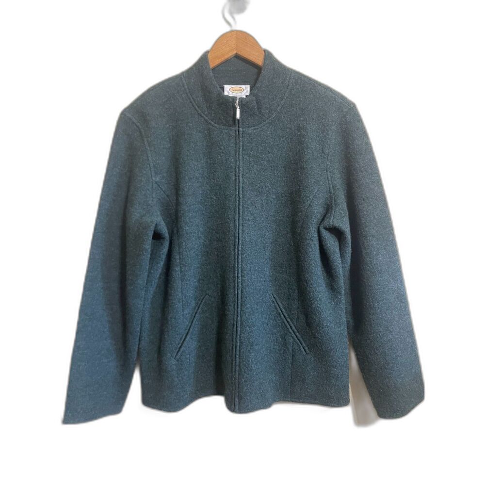 Vintage Talbots green 100% wool zip up jacket Large